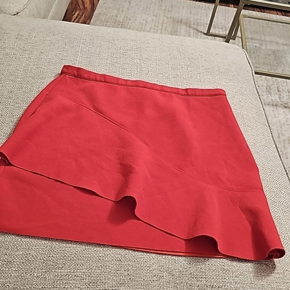 TOP SHOP Wave Front Mini Skirt Stretch Red sz 8